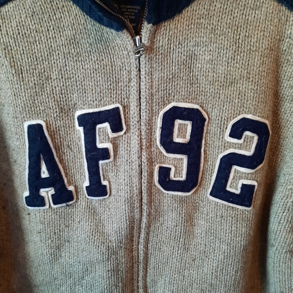Vintage Y2K Abercrombie & Fitch Lambswool Blend Zip Up Knit Cardigan Sweater XL - Picture 5 of 10